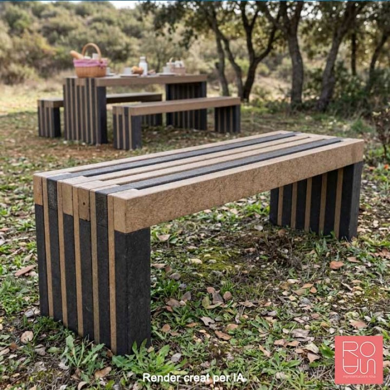 Banqueta urbana Valeria de plàstic 100% reciclat